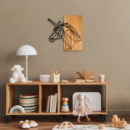Wallity MA-292 Accesorio de Pared de Madera y Metal Nogal y Negro